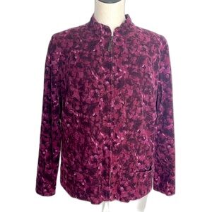 Susan Graver Jacket Floral Zip Size Medium